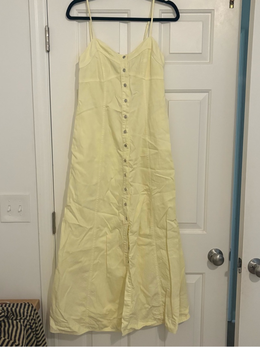 Free People Just Jill Butter Yellow Button-Front Maxi Dress - Picture 5 of 5